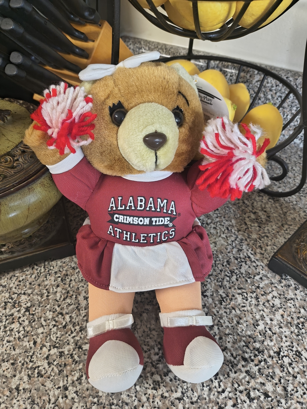 Alabama Crimson Tide Cheerleader Bear Plush in Crimson and White